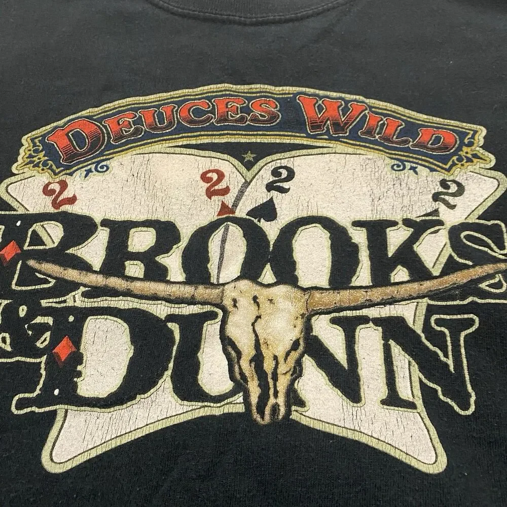 Vintage Brooks & Dunn - “Deuces Wild”. Black Shirt Small Faded